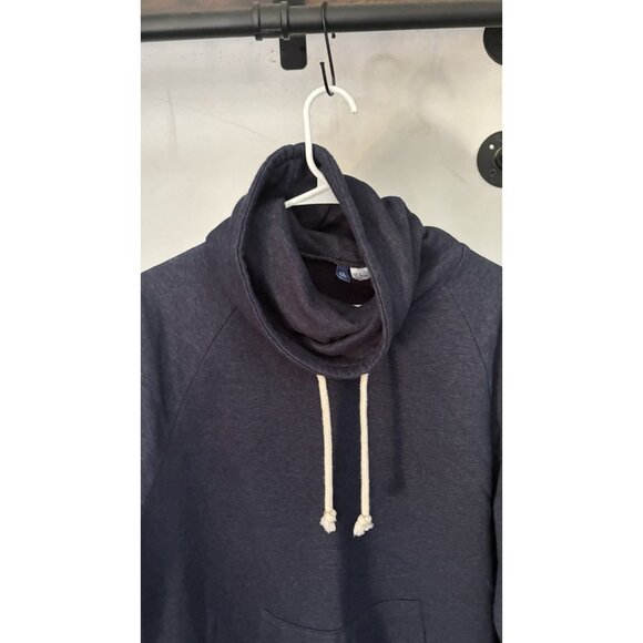 H&M Hoodie With Covered Neck Fabric Navy Blue Sweatshirt - Picture 4 of 6